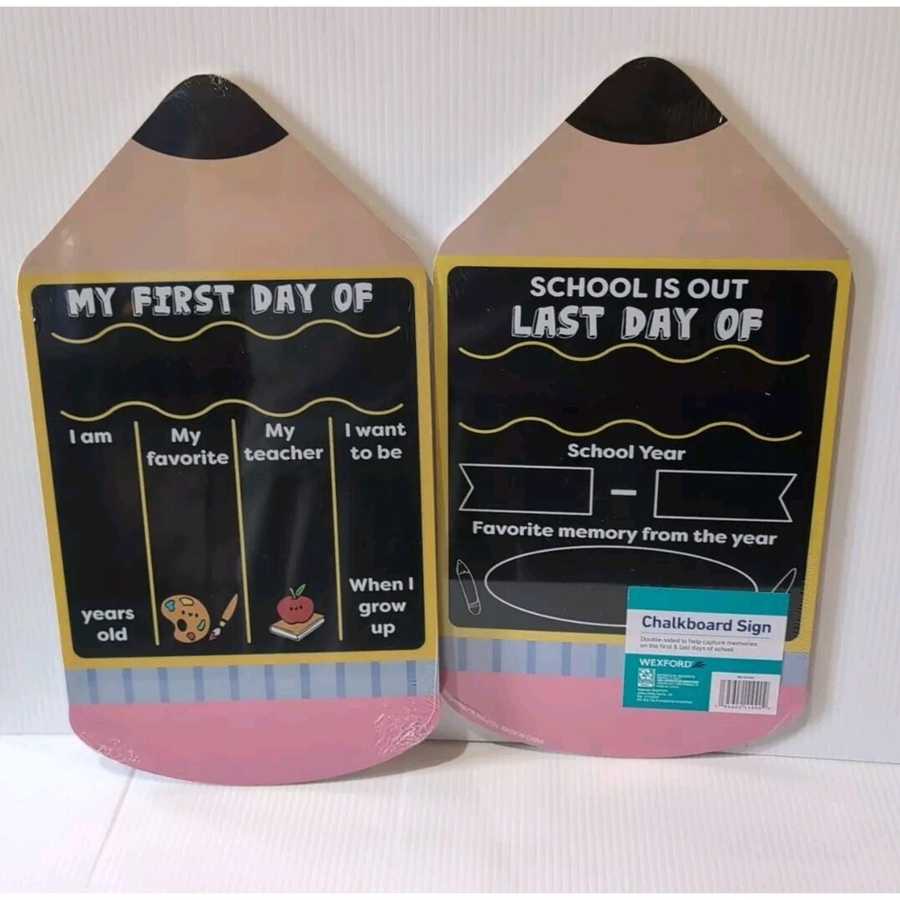 NEW Wexford My First/Last Day Of School Chalkboard Double sided sign Pencil